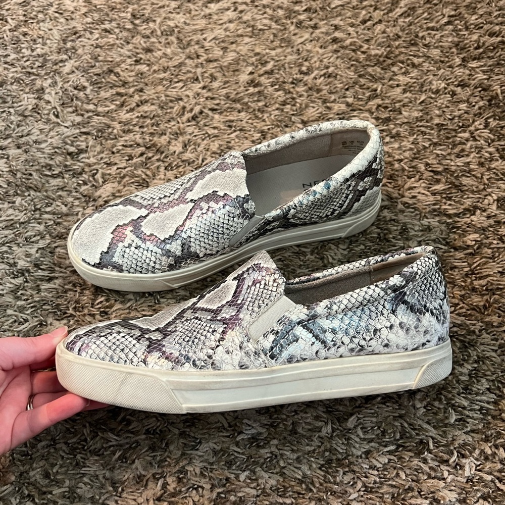 Naturlizer White and Black Animal Print Slip On Sneakers Size 8